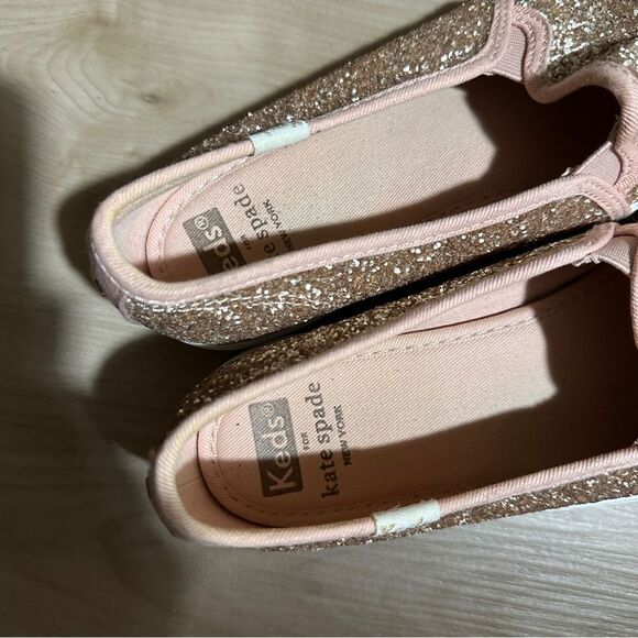 Kate‎ Spade Keds Double Decker Glitter Champagne Gold Sneakers 7 - Picture 5 of 9